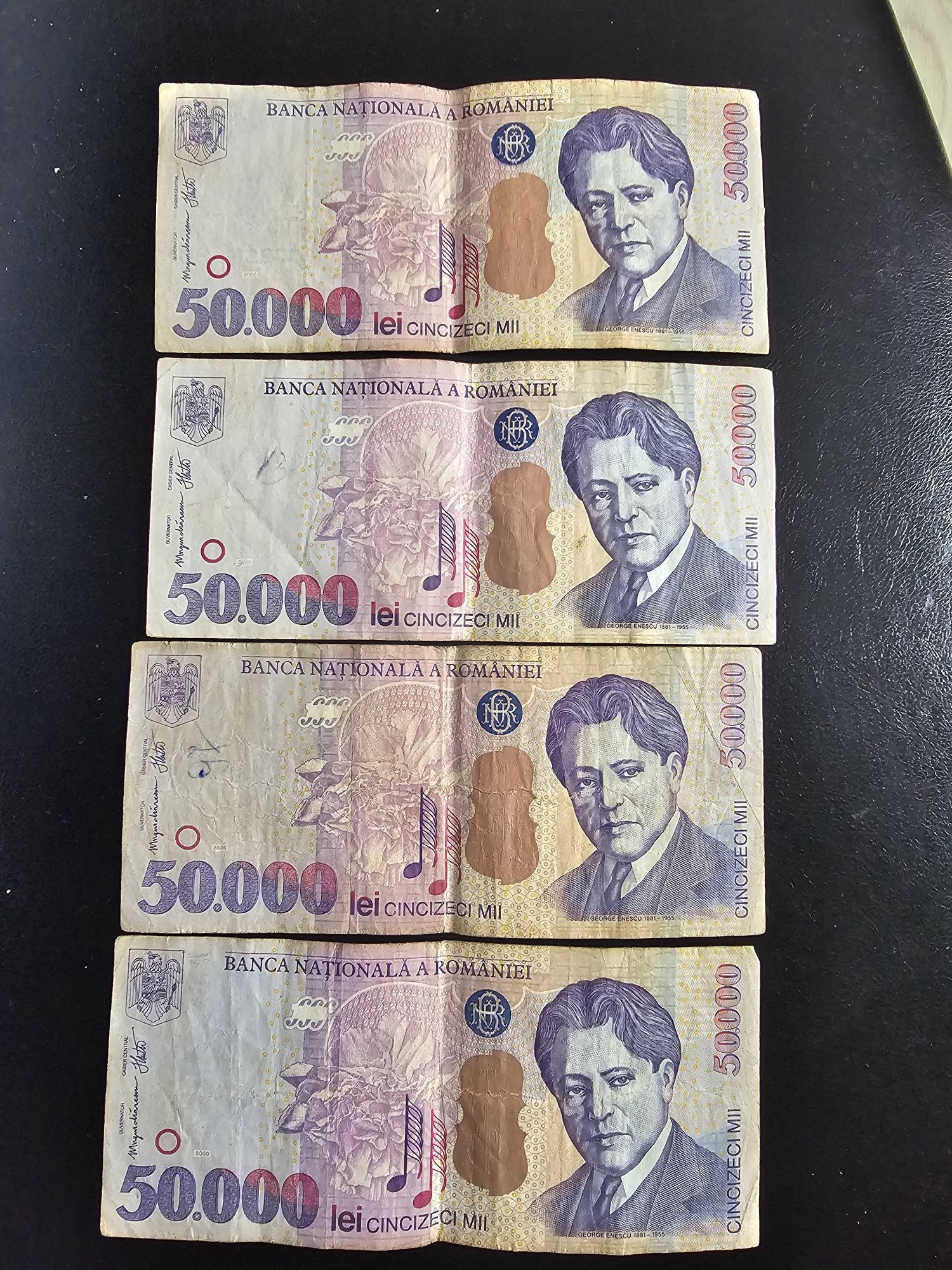 2 Bacnote vechi 5.000 Lei an 1998 si 4 bacnote vechi 50.000 Lei an2000