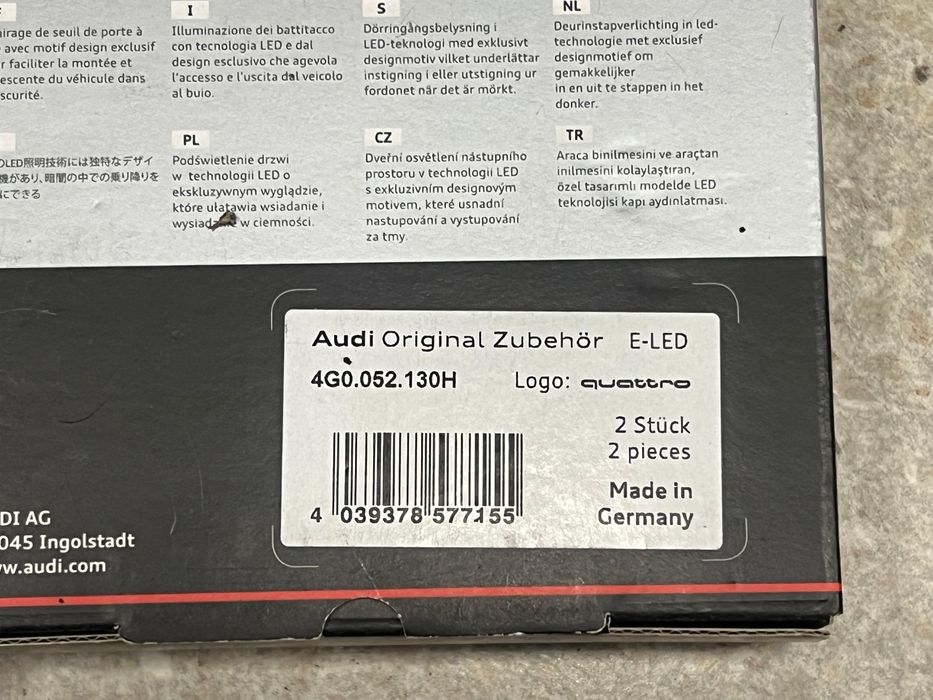 Vand Proiectoare Logo Portiere Audi Quattro ORIGINALE 4G0052130H