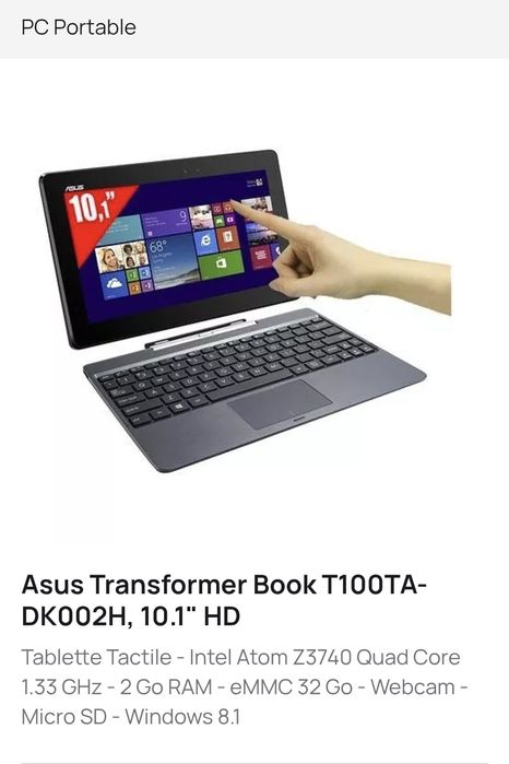 Лаптоп/таблет ASUS Т100ТА 10.1инча
Инсталиран Уиндоус, лек удобен с из