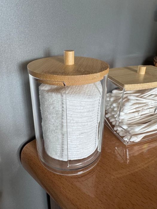 Set recipiente organizatoare pentru baie, cu capac djn bambus