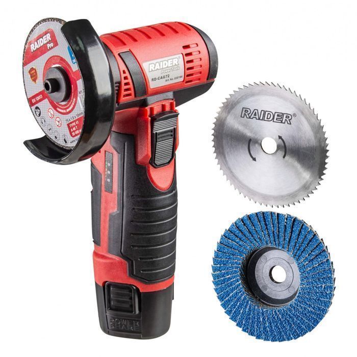 Polizor unghiular cu acumulator 12v 2ah 75x10mm raider