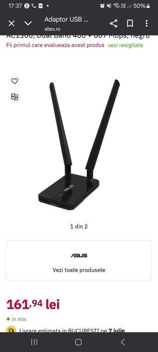 Adaptor de wi-fi asus care are viteza de 867 Mbps