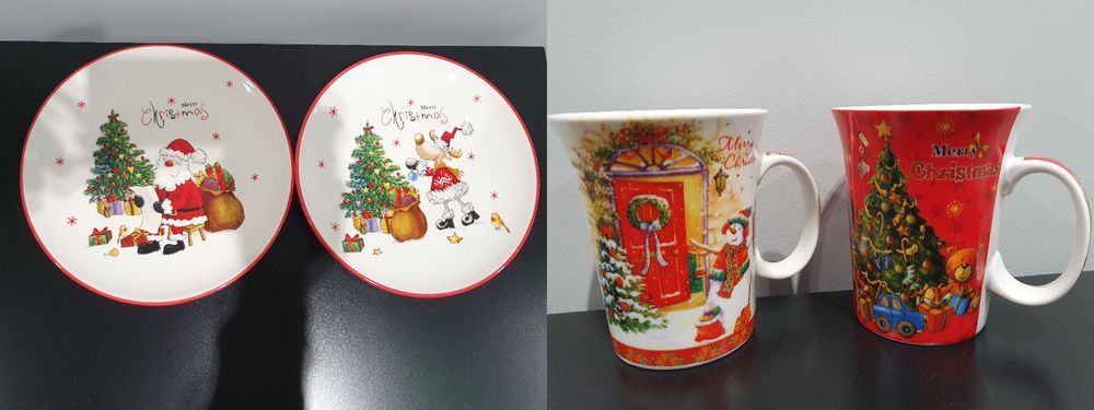 Комплект Коледни чаши и чинии