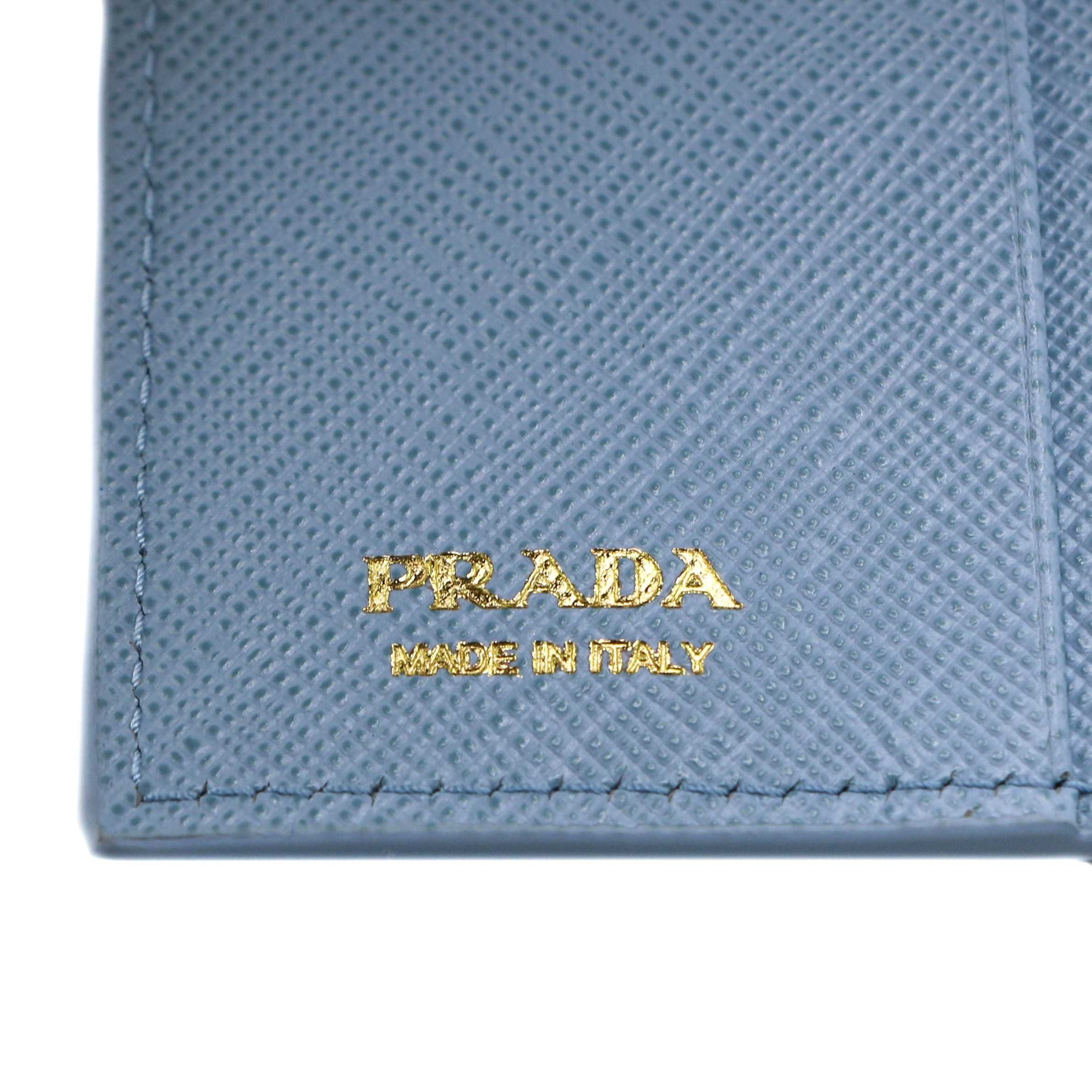 Оригинално портмоне Prada – Blue Bifold Small Saffiano Leather Wallet