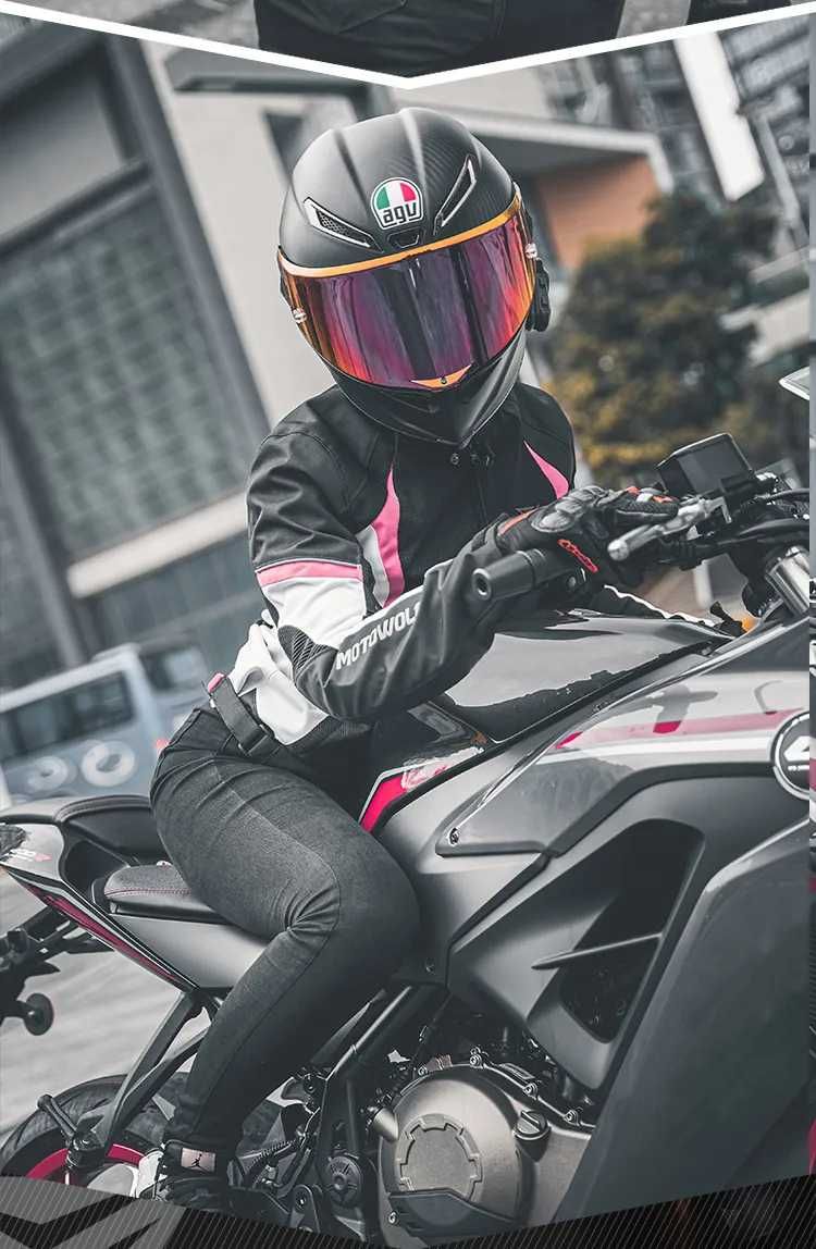 Geaca moto femei 600d Oxford mesada protectii spate umeri coate