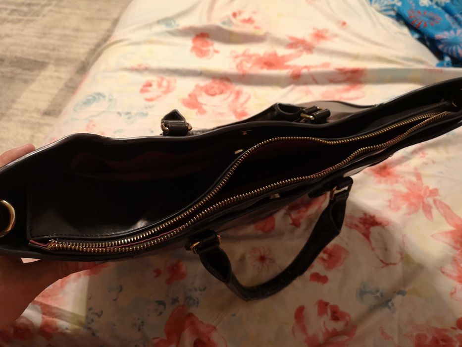 Poseta Zara mare neagra (geanta dama) 47x28x14 cm, 2 compartimente