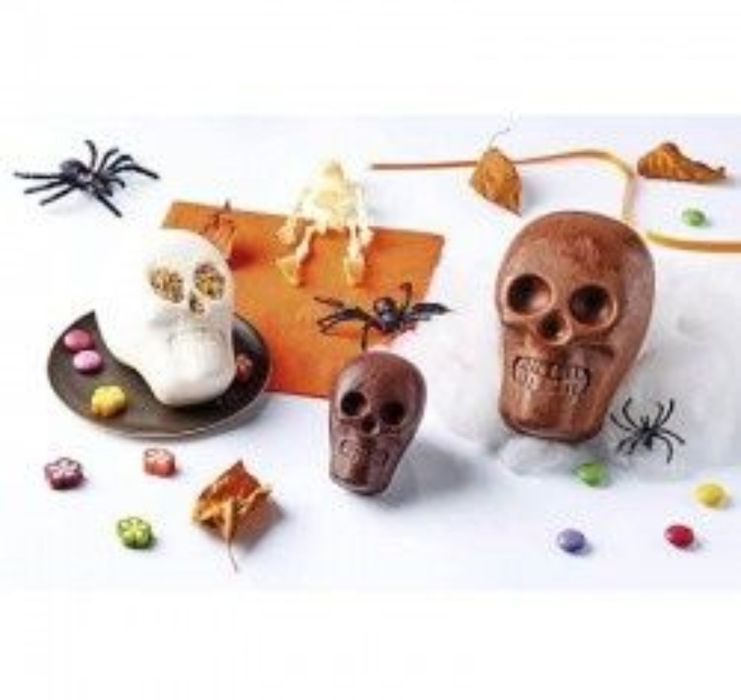 Set 6 matrite policarbonat ciocolata cap de schelet Halloween matrita