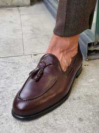 Pantofi loafer 42 lucrati manual Gordon & Bros NOI piele naturala