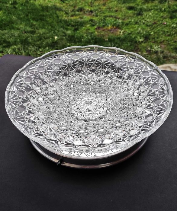 Голяма френска фруктиера от кристално стъкло