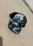 Sapca Gucci Black Floral-print Monogram Trucker