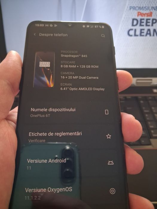 Vand Oneplus 6t impecabil, de 128 gb si 8 gb ram!