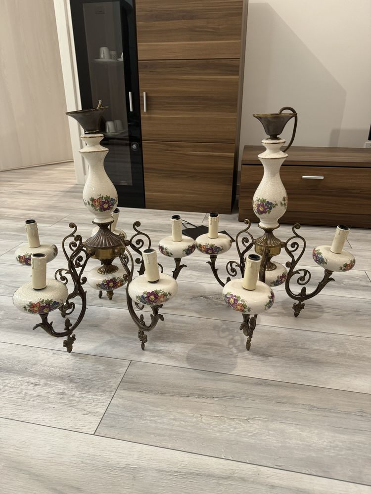 Set 2 candelabre pictate manual pe majolica