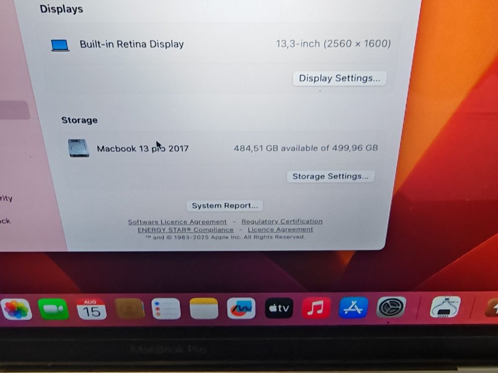 Macbook Pro 2017 16 GB RAM 512 GB SSD Touchbar