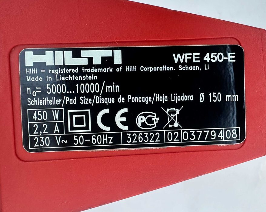 Hilti WFE 450-E - Електрически ексцентършлайф с потенциометър като нов
