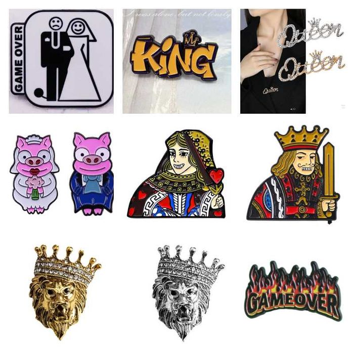 Интересный прикольный Подарок Жениху и Невесте брошь-значок