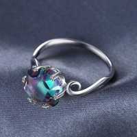 Новое серебряное кольцо 925 пробы с камнем Радужный Топаз