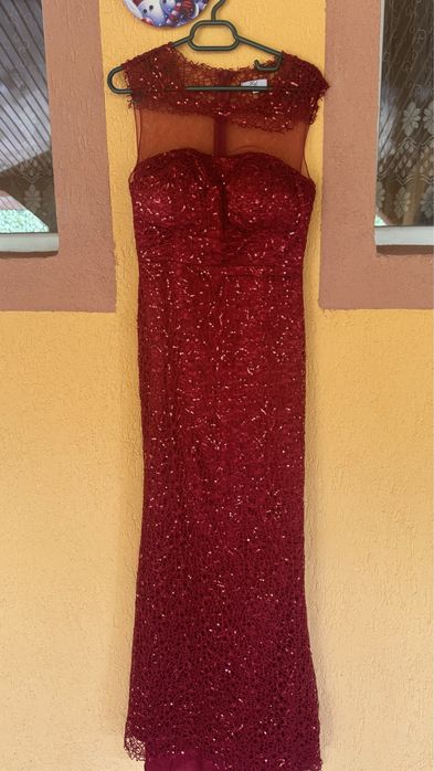 Rochie lunga, rosie, marimea S
