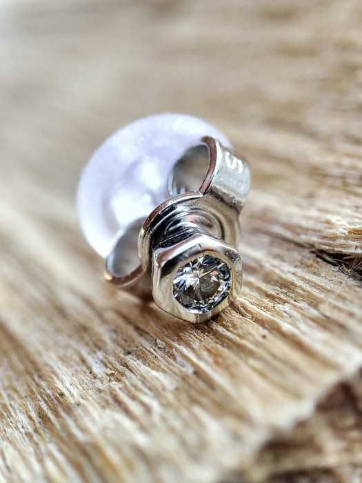 Cercel Piercing Aur Alb 14K Cu Diamant Cercei Piercing Cu Fluturas aur