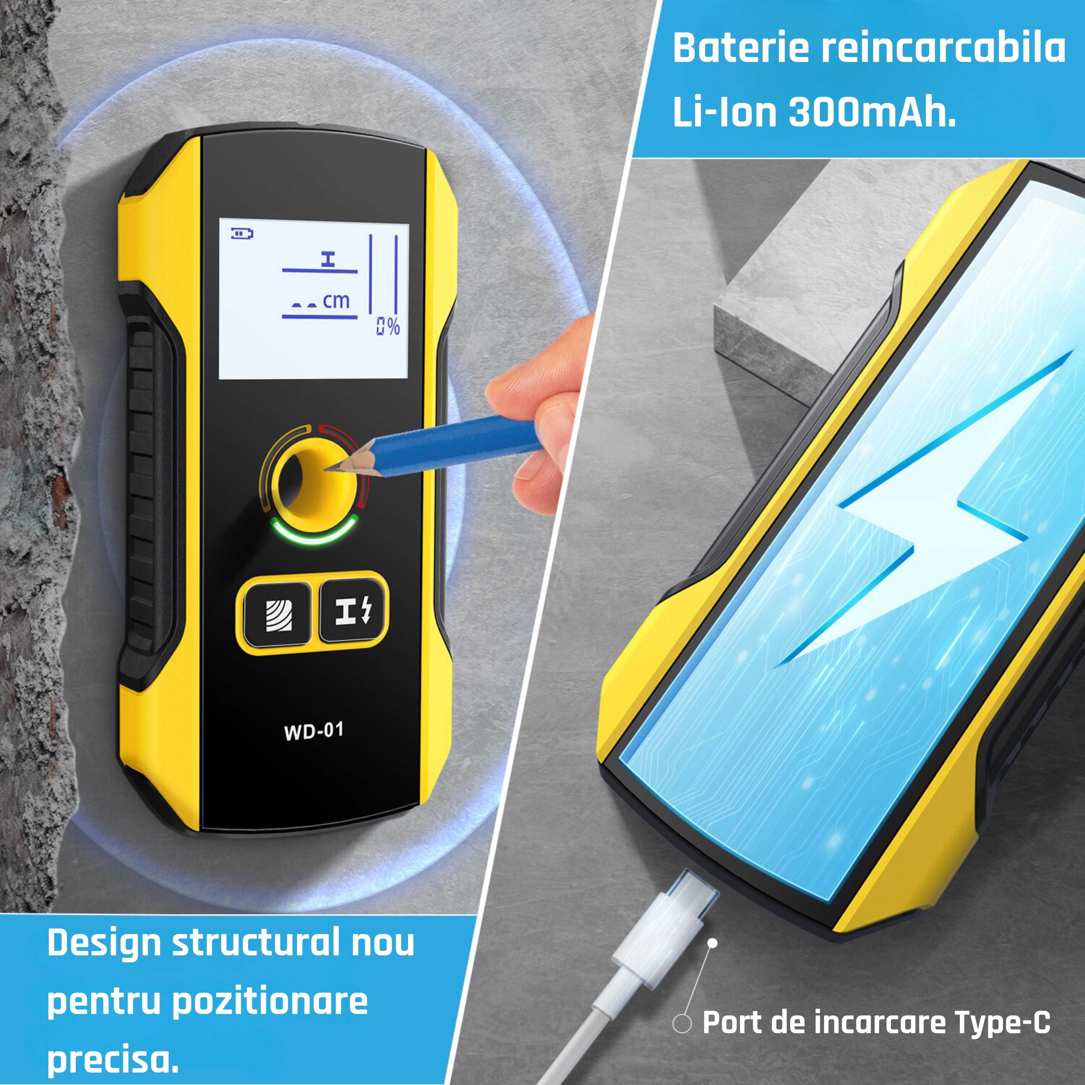 Detector Digital Localizare Cabluri Lemn Tevi in Perete FNIRSI WD-01