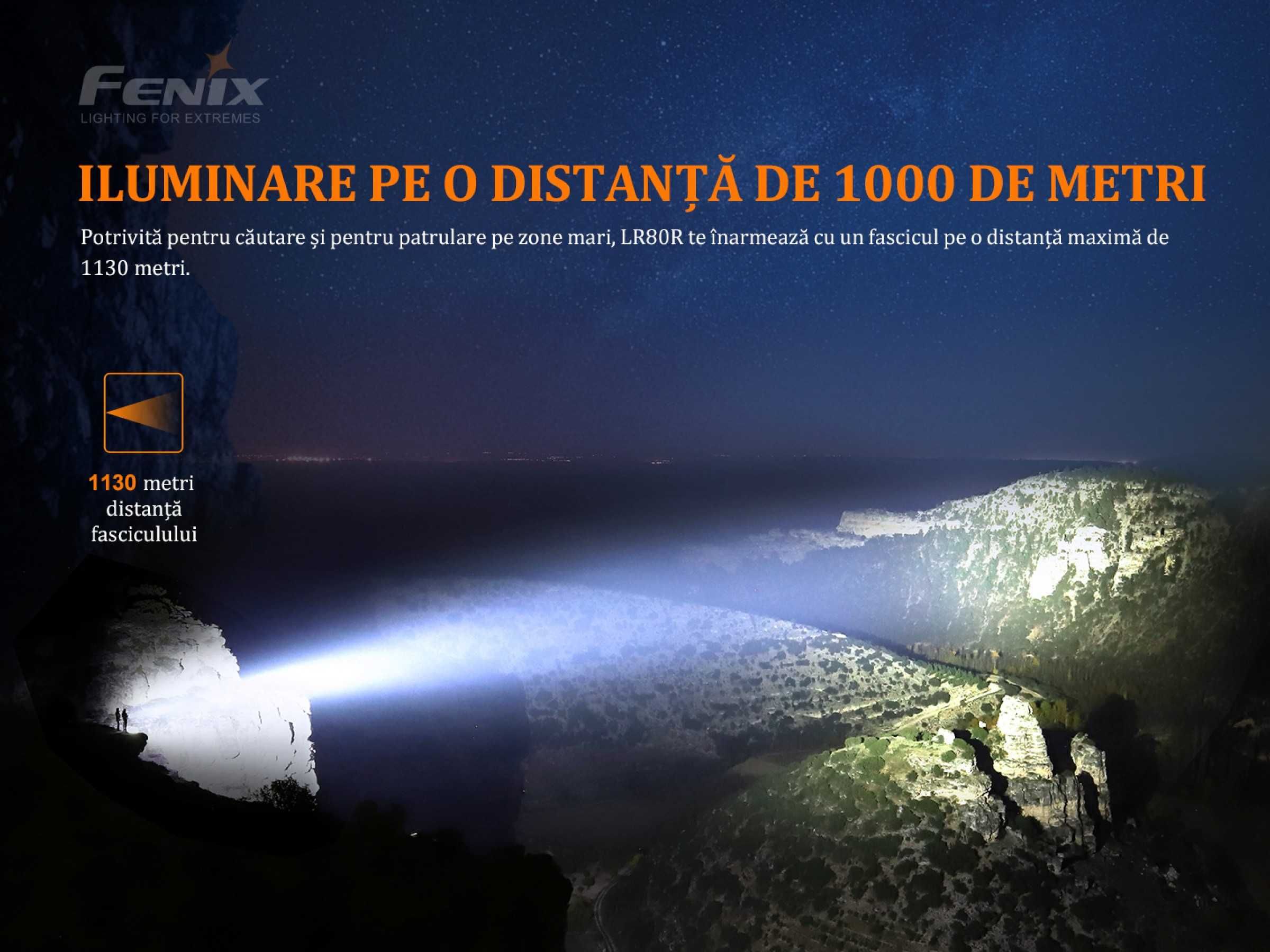Lanterna reincarcabila Fenix LR80R - 18000 Lumeni, 1130 metri