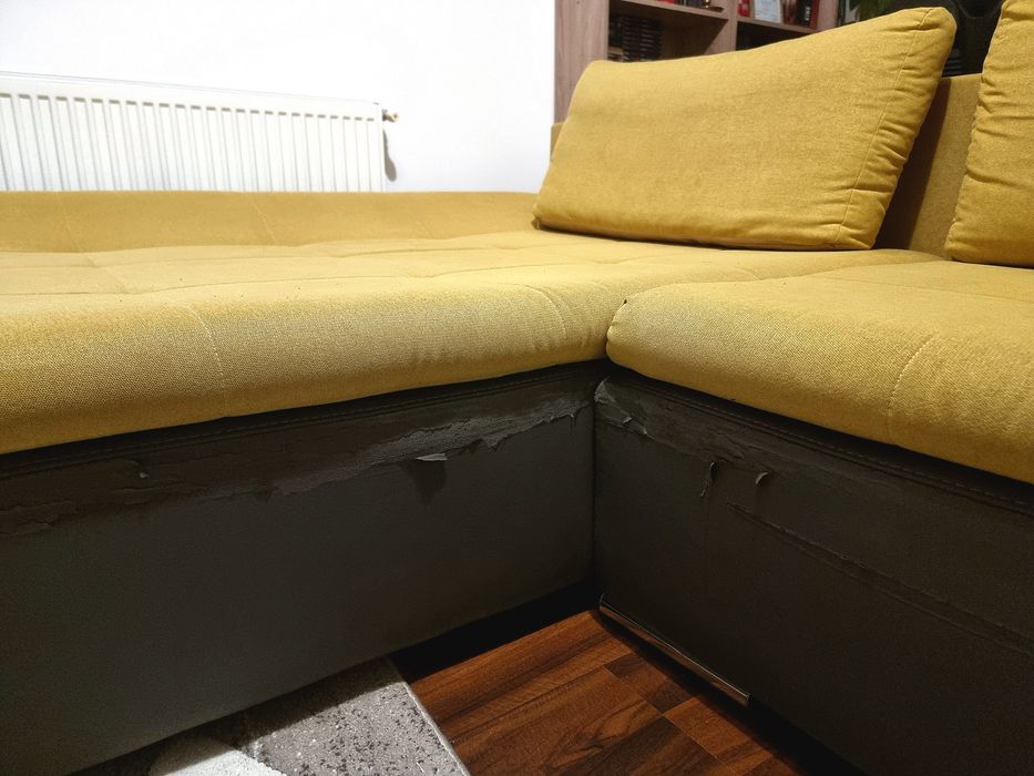 Colțar / Canapea extensibilă Ariva stânga, galben/gri, stofă/piele eco