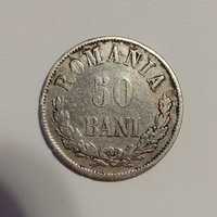 Moneda din argint 50 bani 1873 România regele Carol I, calitate, rară