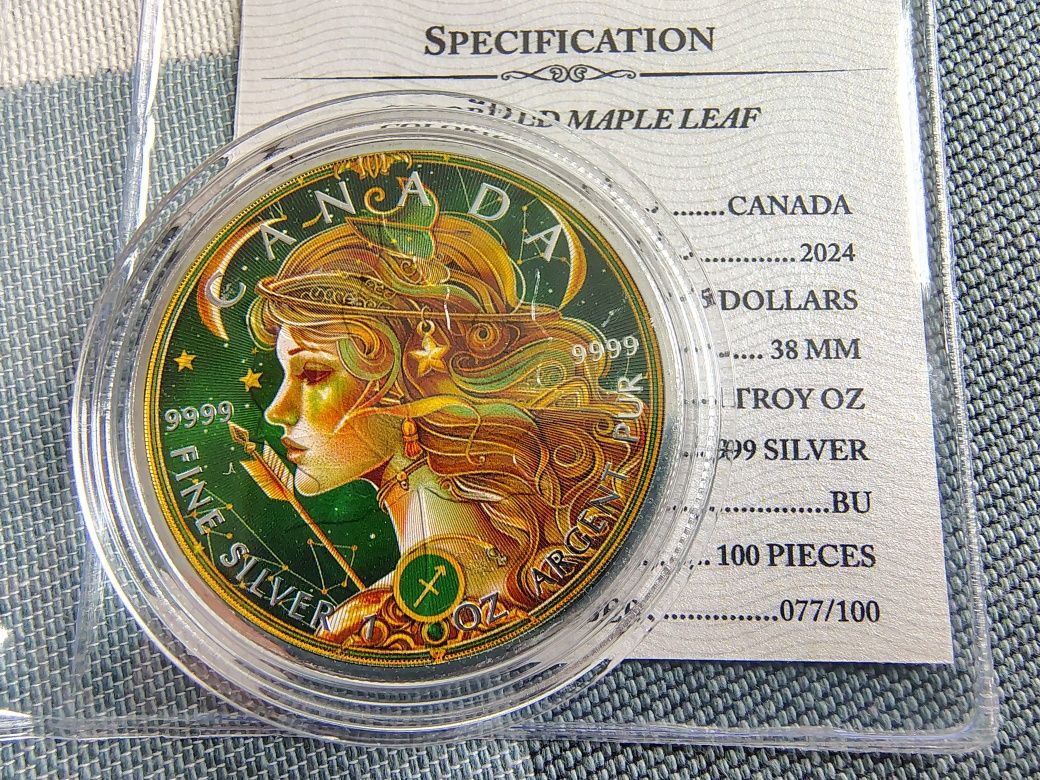 Сребърна монета Canada 1 OZ Silver зодия Стрелец    
1 OZ  Silver Aust