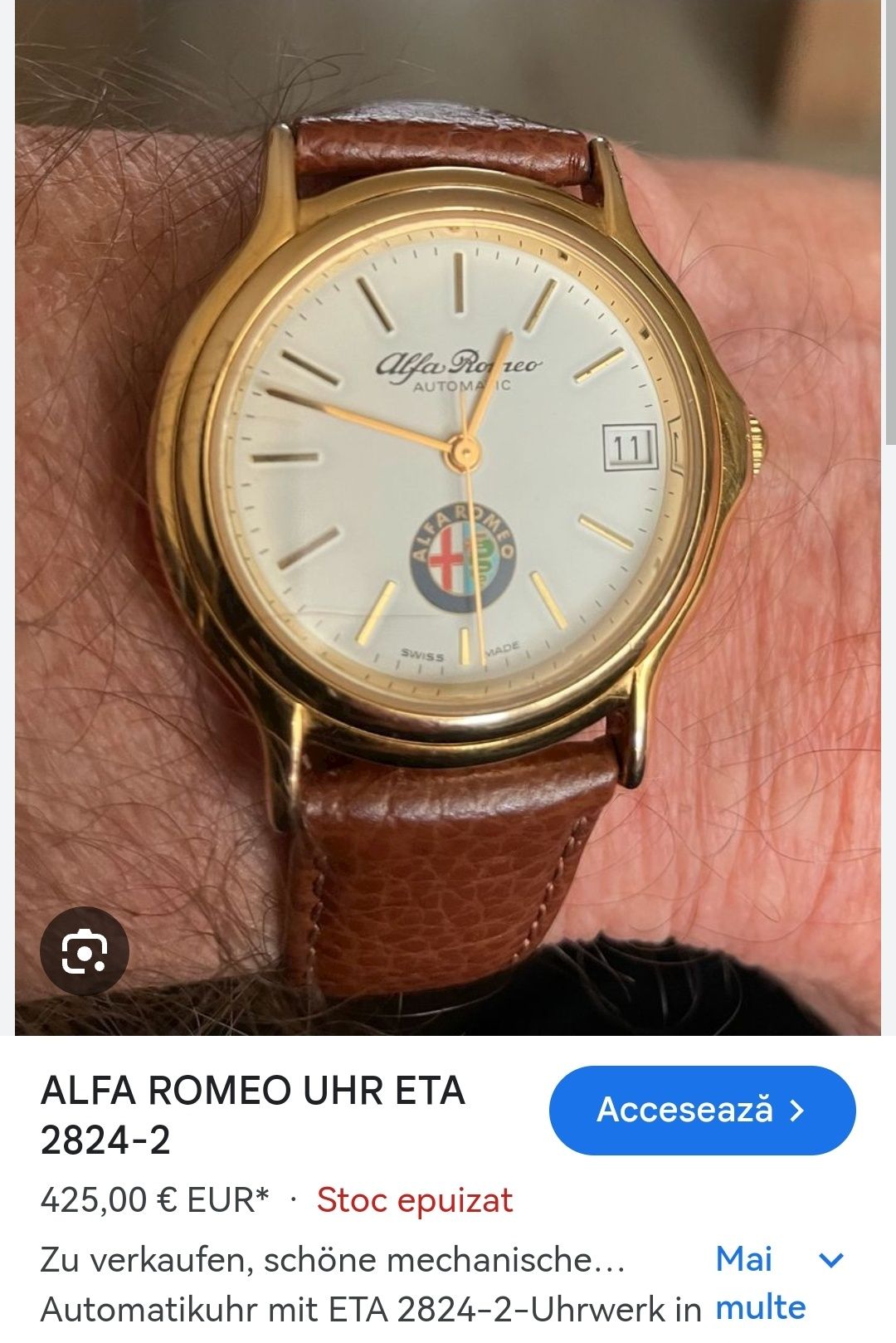 Vînd un frumos ceas de colecție unisex Alfa Romeo, swiss  25 jewels