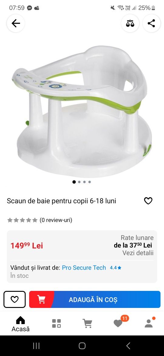 Scaun de baie pentru copii 6-18 luni