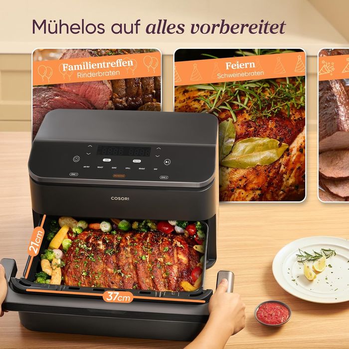 Airfryer COSORI Dual Blaze TwinFry, 10L, 240°C, 4 Elemente