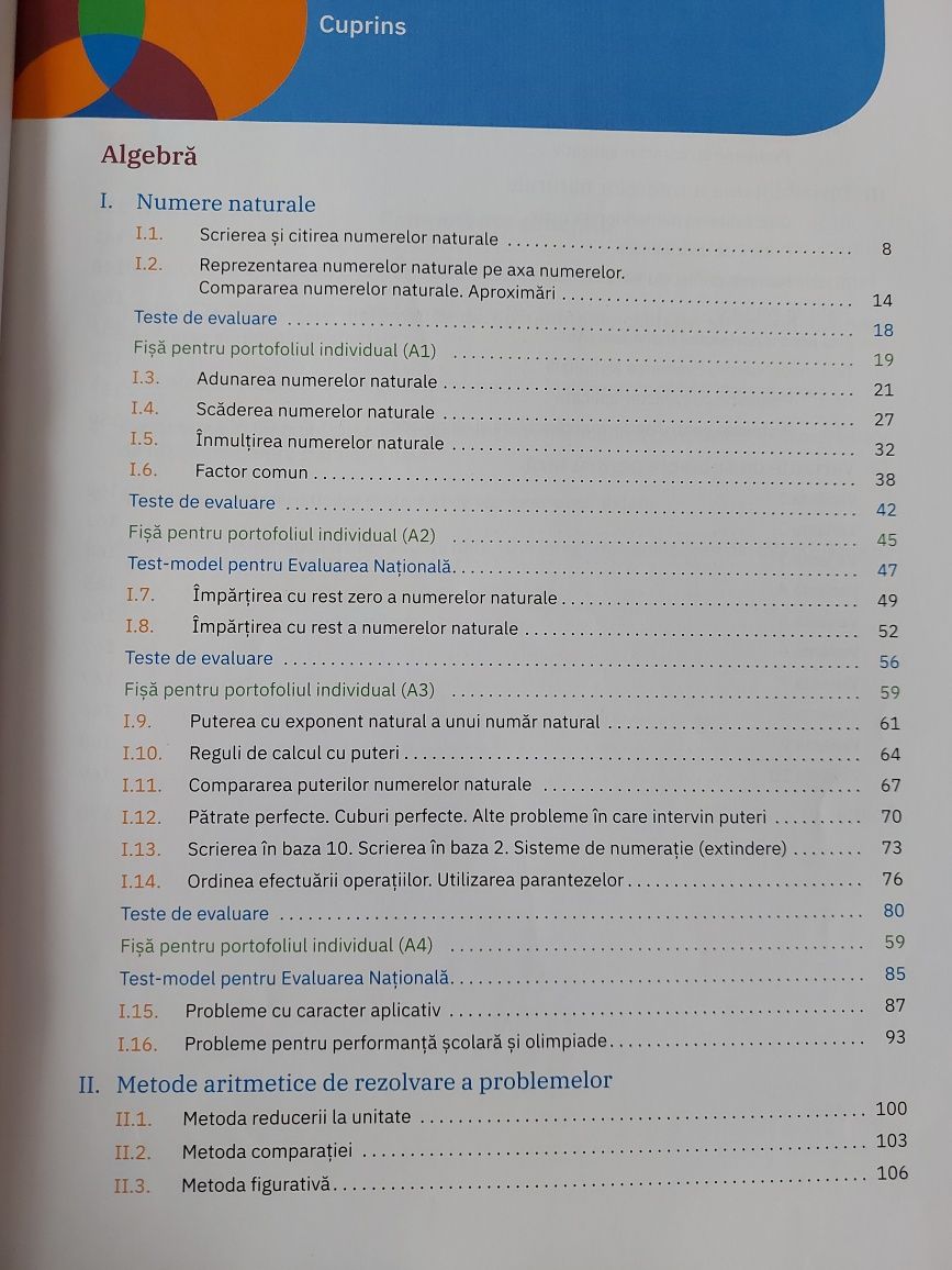 Matematica clasa a V-a, semestrul I