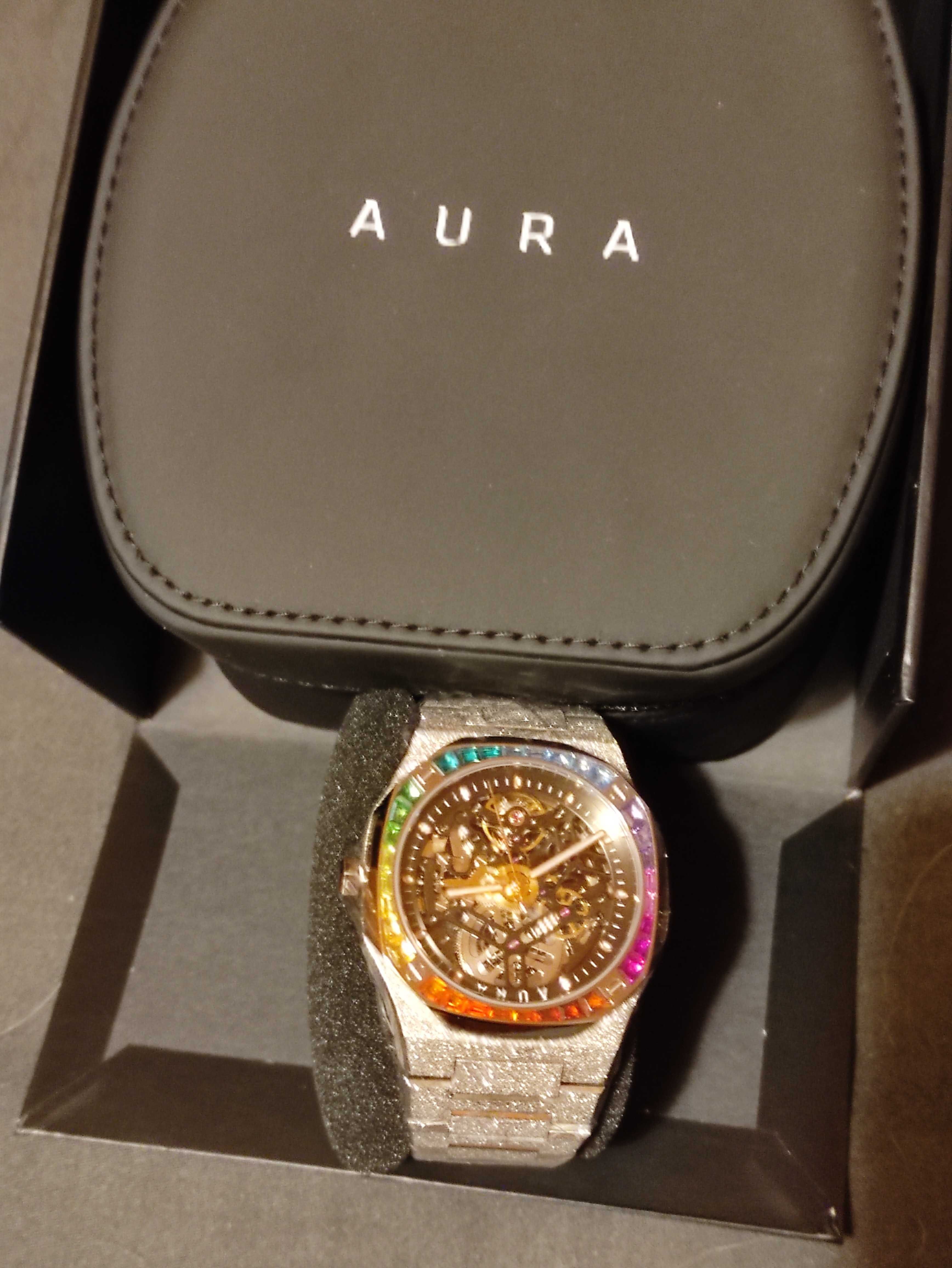 Механичен часовник - Aura Watch Skeleton 002 : Frosted Steel
