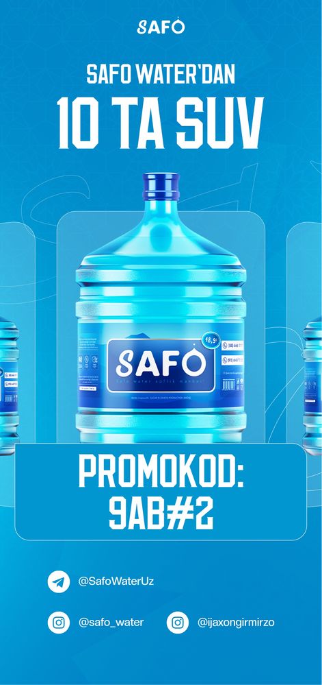 Mineral 18,9 litrlik suv. Yetkazib berish xizmati bor.