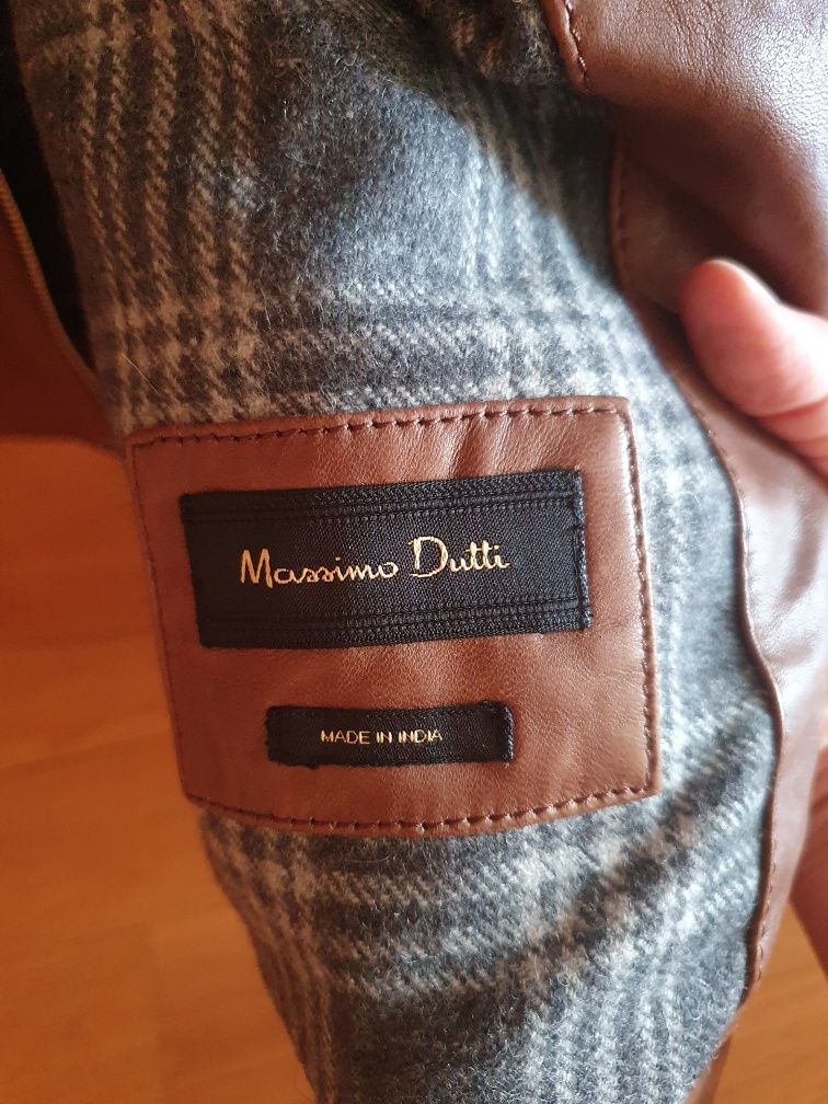 Кафяво кожено яке Massimo Dutti