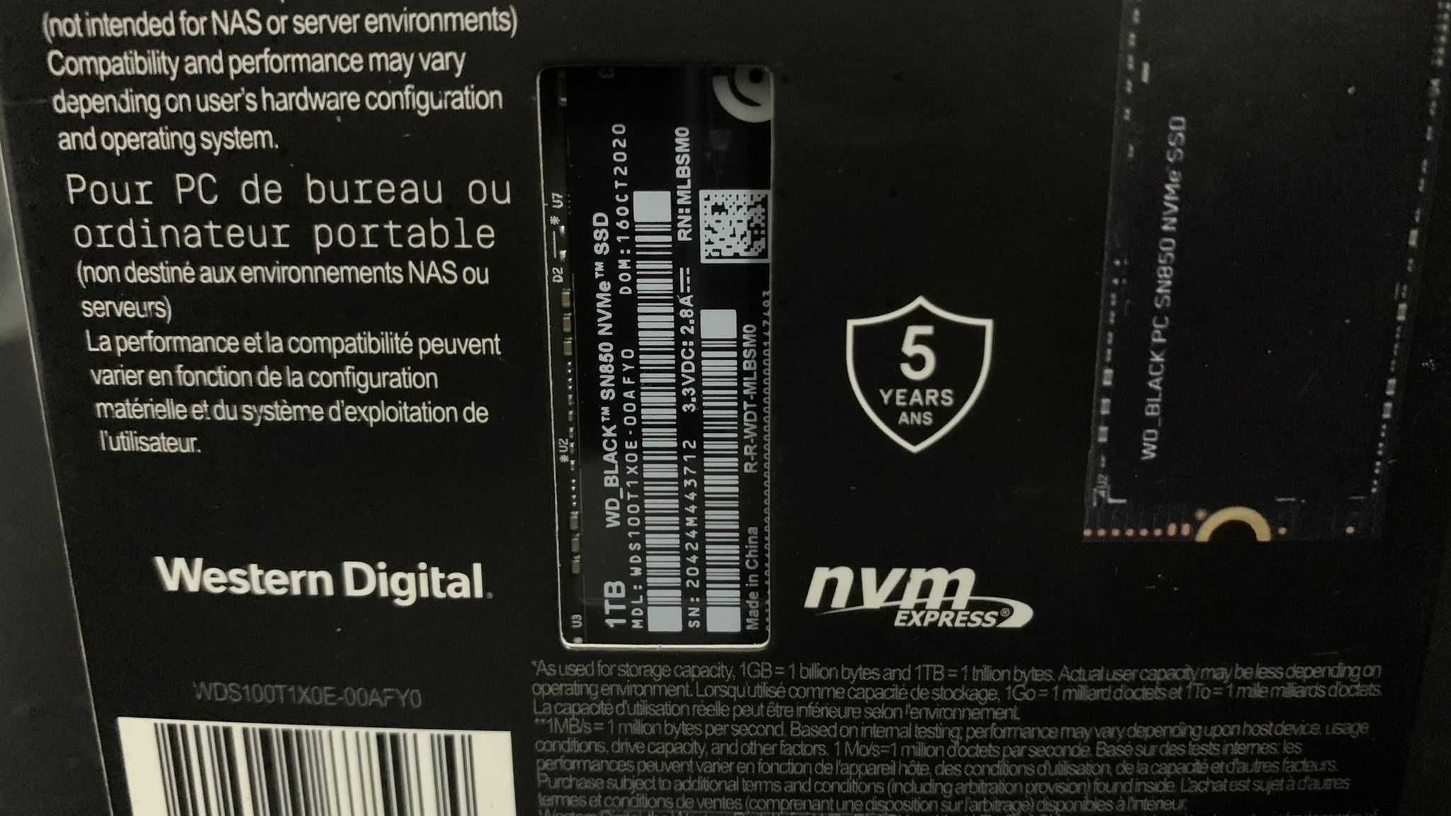 SIGILAT SSD intern M.2 NVMe WD Black SN850 1TB 7000 MBps/5300 MBps