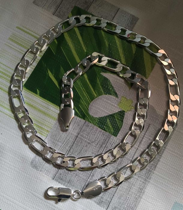 Масивен сребърен ланец, масивна сребърна гривна. В кутия