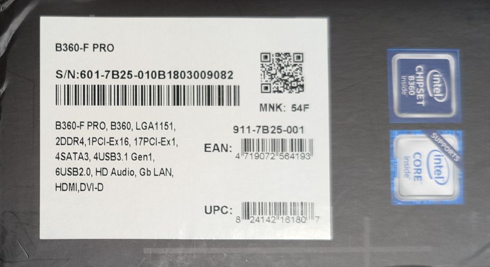 Placa de baza MSI B360-F PRO cu CPU Intel i3-9100