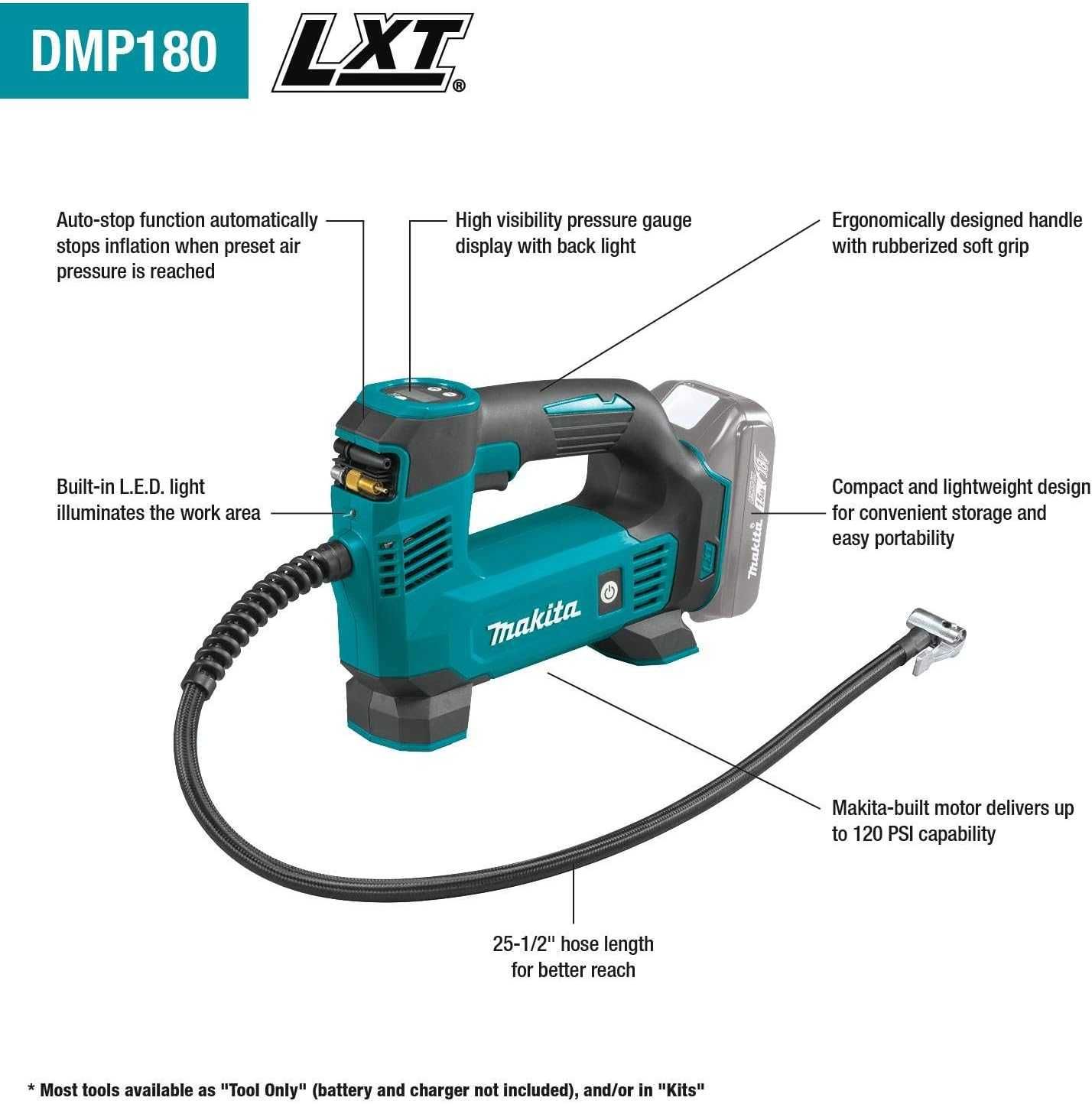 Makita DMP180Z преносим компресор за въздух, серия 18V LXT,без батерия