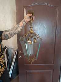 Candelabru din sticla cu bronz foarte vechi