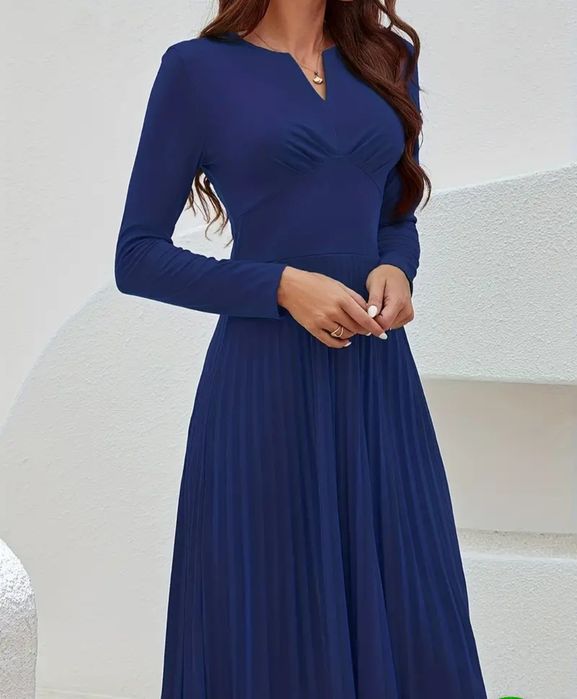 Rochie eleganta dama albastru si roz