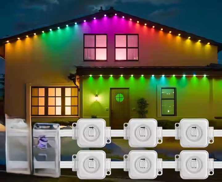 Instalatie permanenta streasina cu 20 led-uri pixel impermeabila 15m