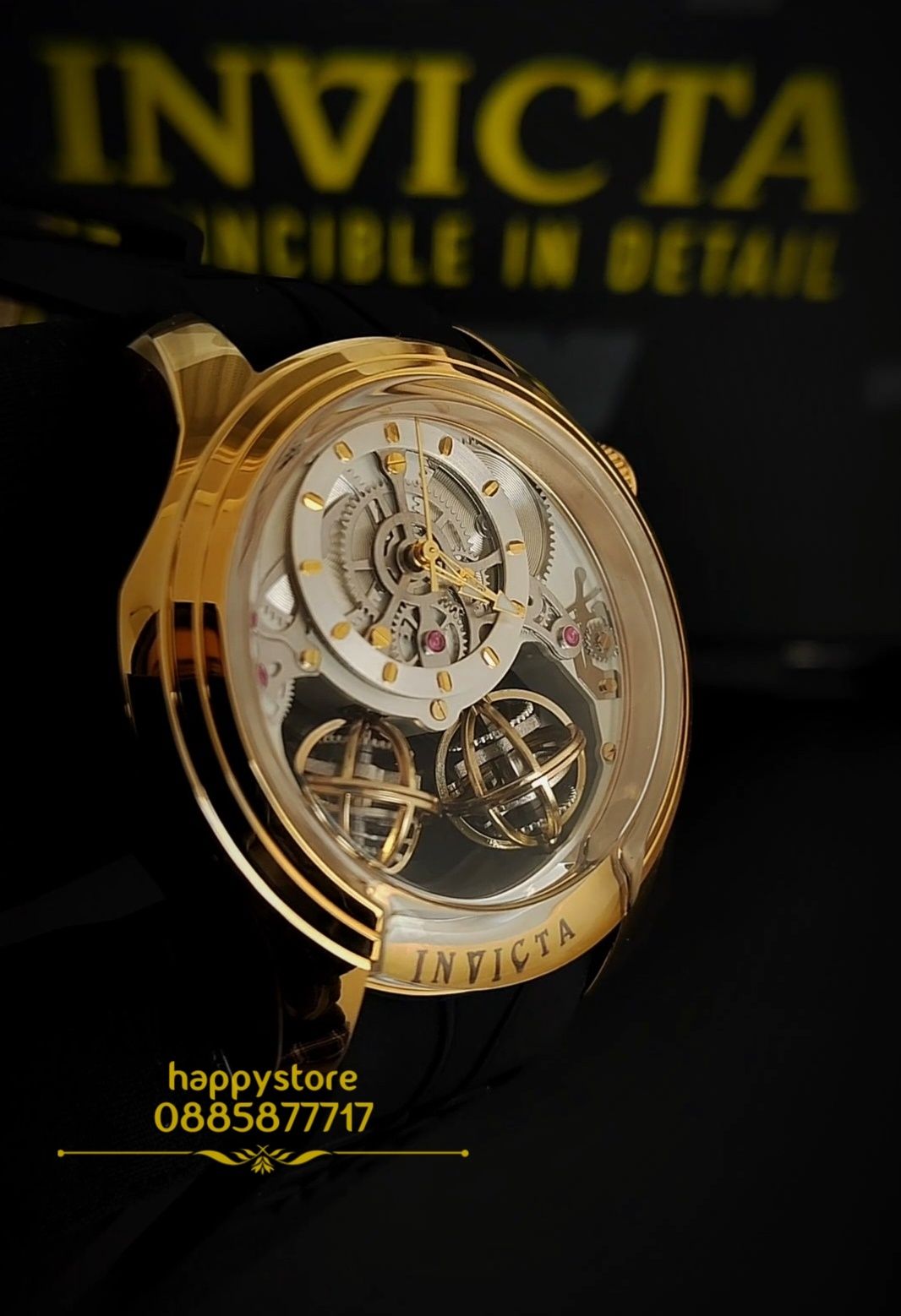 INVICTA Specialty Skeleton Gold/Black 46 mm,Инвикта нов ръчен часовник