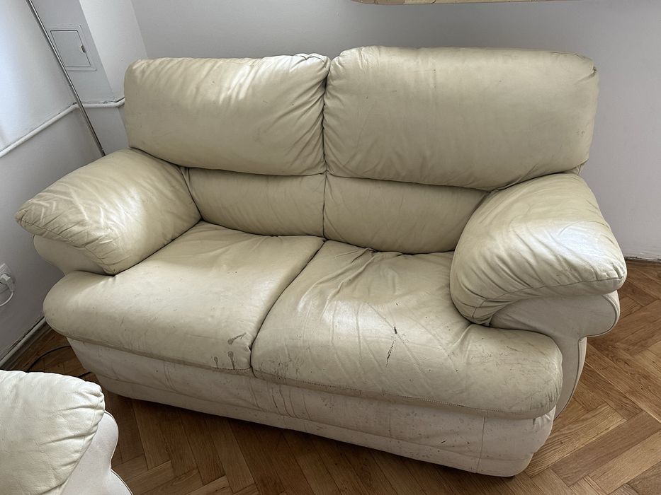 Set canapea de piele rabatbila 3 locuri + 2 locuri + fotoliu