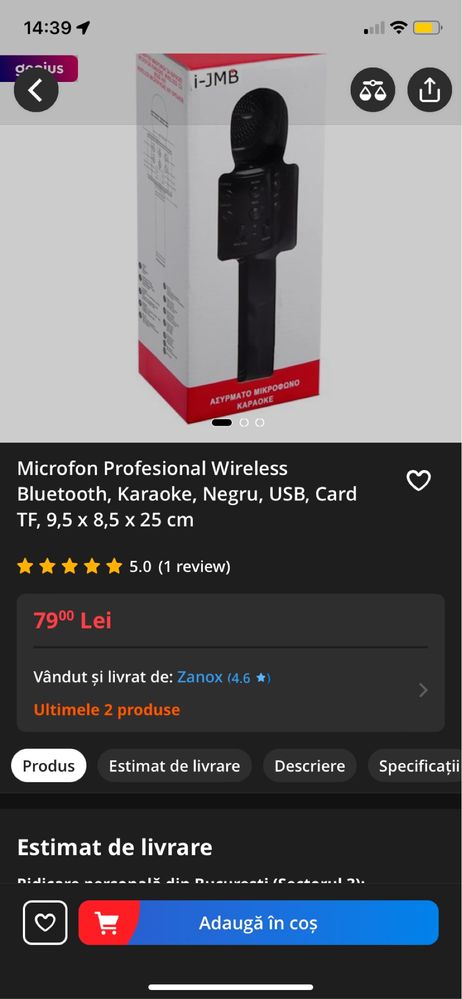 Microfon Profesional Wireless Bluetooth, Karaoke, Negru, USB, Card TF,