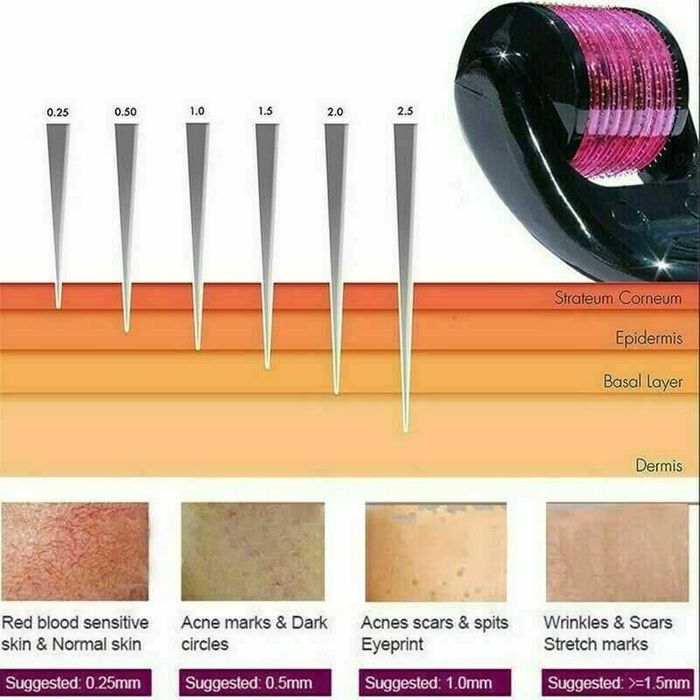 Dermaroller 0.25 mm si 2 mm