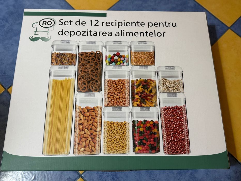 Set 12 recipiente pentru depozitare alimente