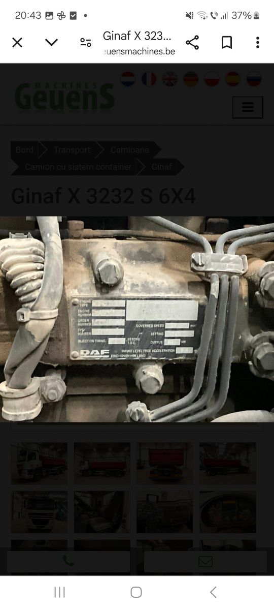 Daf ginaf basculanta abrollkipper 3 axe 32t  450000 km variante schimb