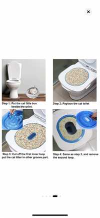Adaptor de toaleta pentru pisici, Aexya, albastru cu alb