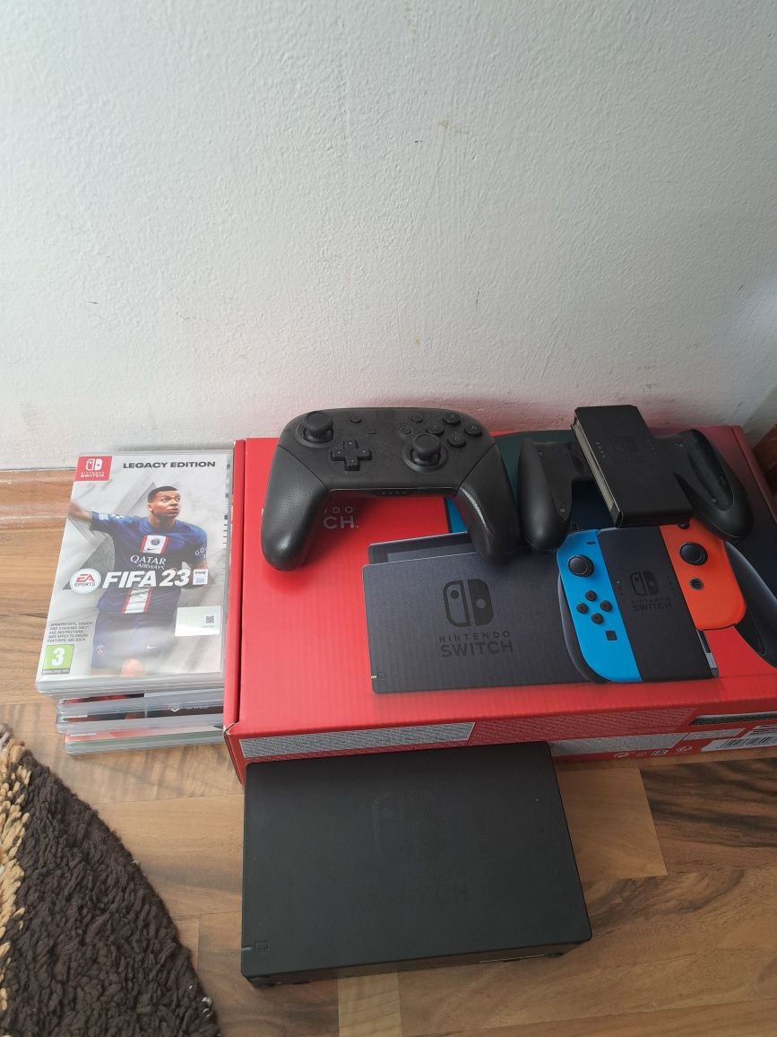 Nintendo switch + controler pro și 6 jocuri