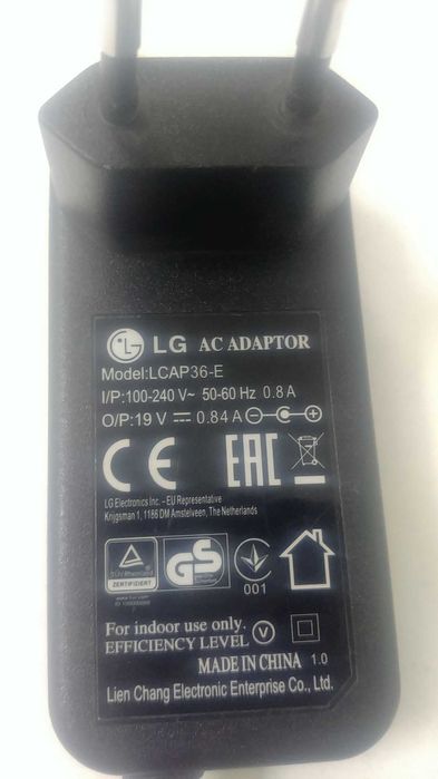 Блок питания 19В. 0.84A (LCAP36-E) для монитора LG